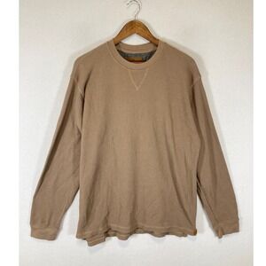 Gorpcore Mountain Ridge Men XL Tan Waffle Knit Thermal Long Sleeve Shirt 1222380